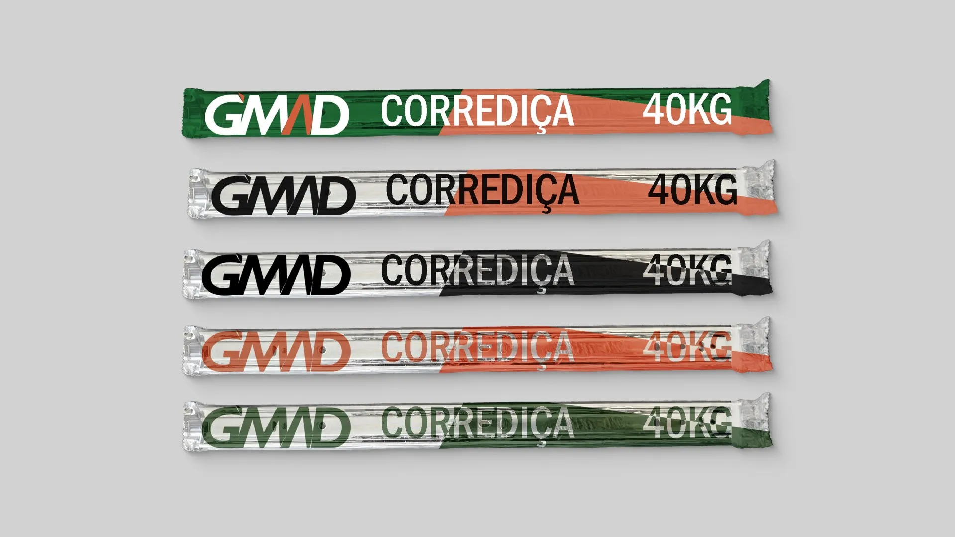 Corrediças: o nome do produto sempre em destaque.