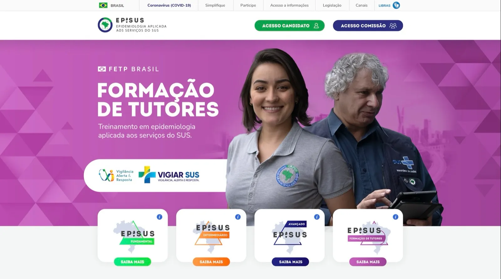 Home com atalhos por nível