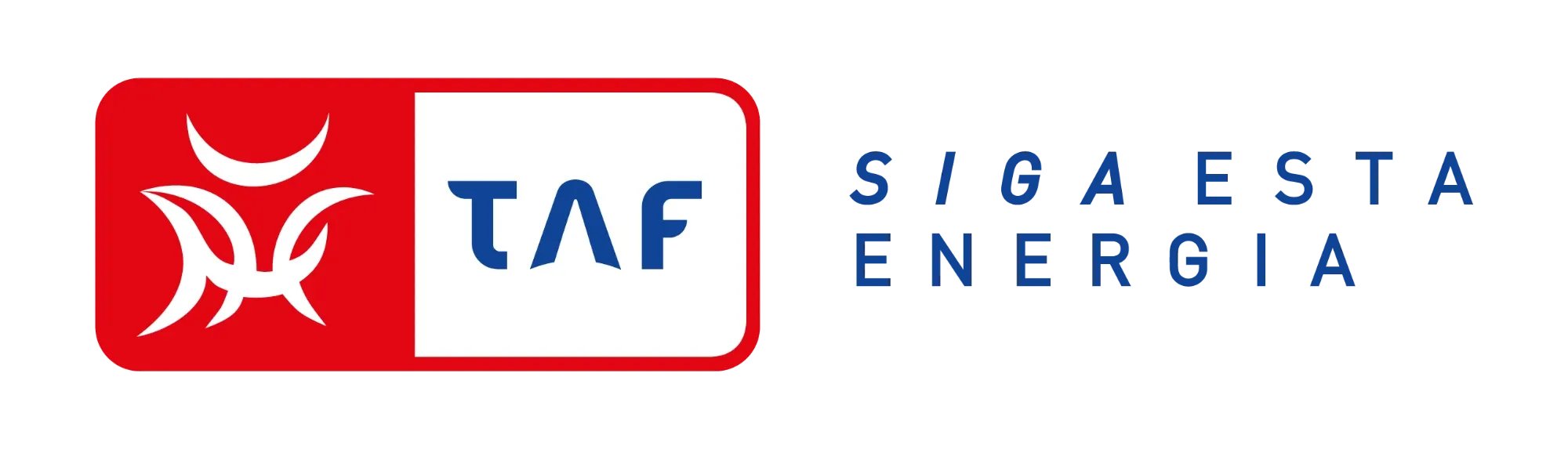 Logo TAF horizontal com o slogan Siga esta energia