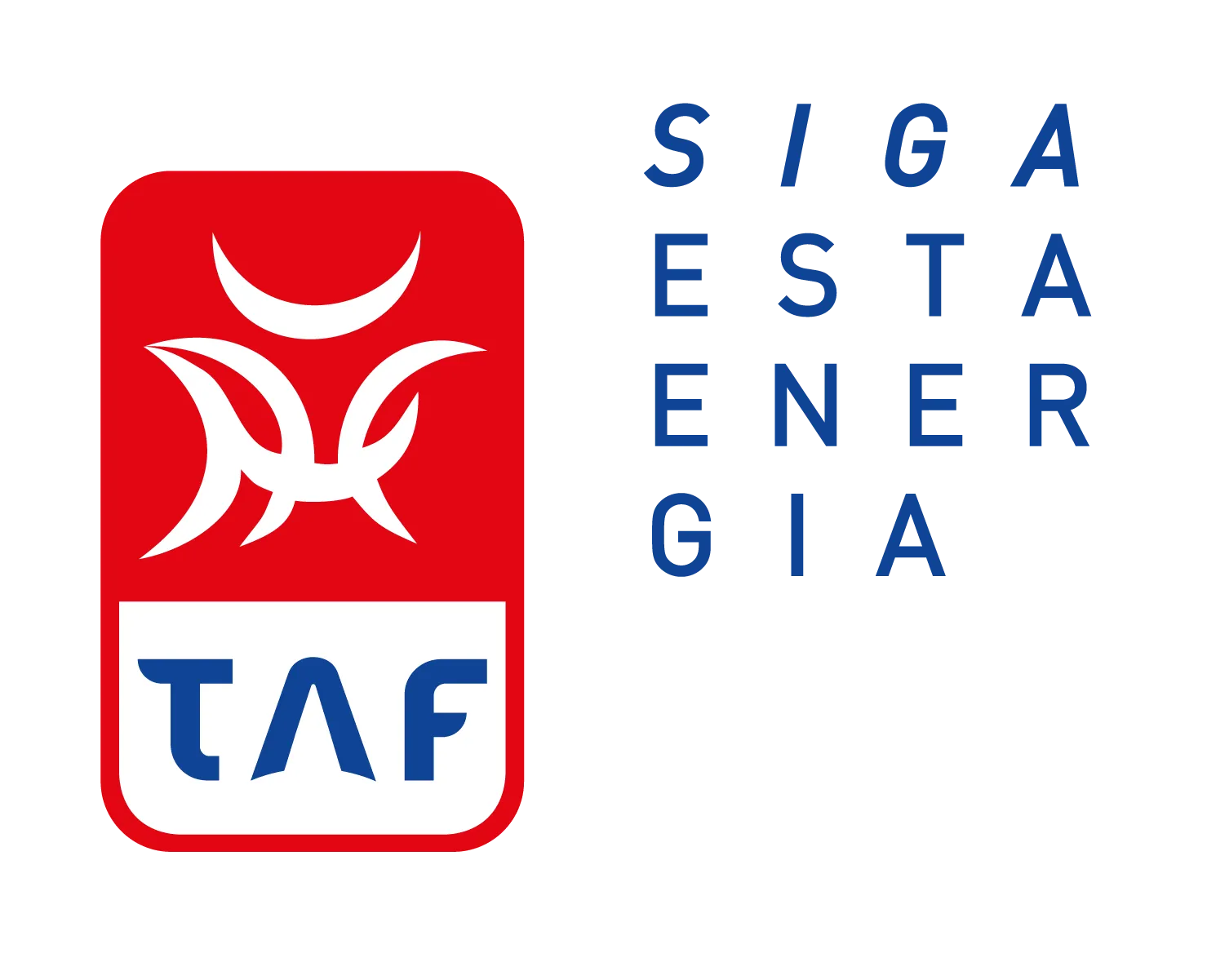 Depois: o mesmo símbolo com a nova tipografia e o slogan